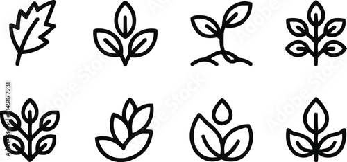 Leaf Outline Icon Set  Ecology, Environment and Nature Symbols