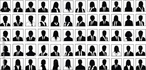 Silhouette, portrait, people, professional, grid, black, white, headshot, business, attire, diversity, face, square, formal, hairstyle, posture, demographic, identity, organization, corporate
