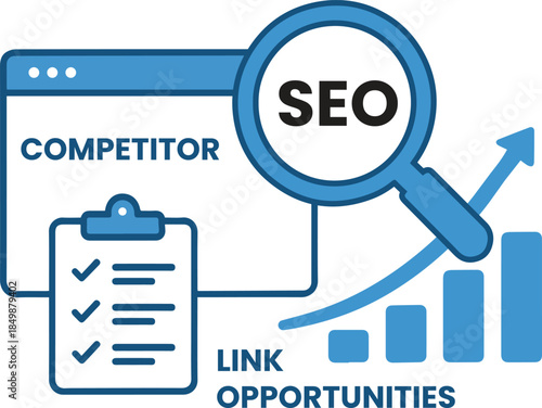 SEO Audit Checklist for Competitor Analysis to Find Link Opportunities and Drive Growth Vector Illustration