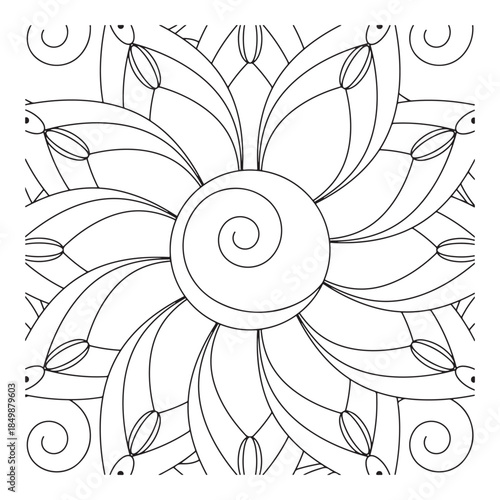 Intricate floral design with swirling patterns and shapes