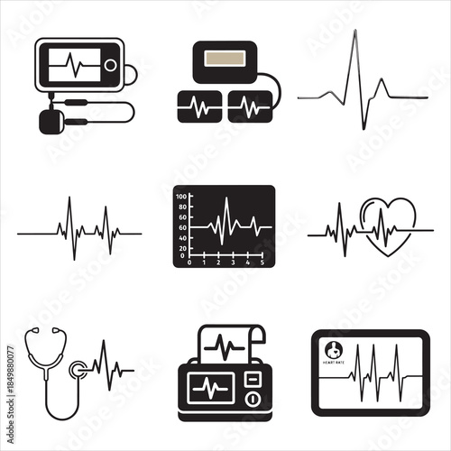 Heart rate monitor line art for medical health checkup