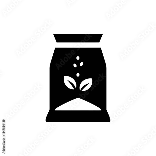 Fertilizer bag icon. Plant food or seed sack for gardening, agriculture, and growing crops. Nutrient soil for plants.