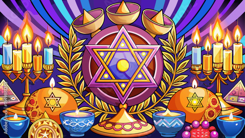 Celebrating hanukkah with traditional symbols