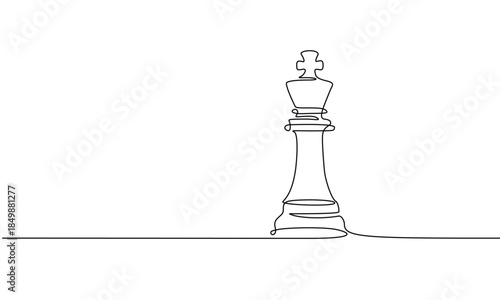 King of chess in continuous one line drawing. One line art illustration of one chess king, symbolizing strategy, intellect
