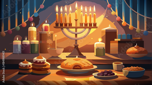 Celebrating hanukkah with traditional foods and candles