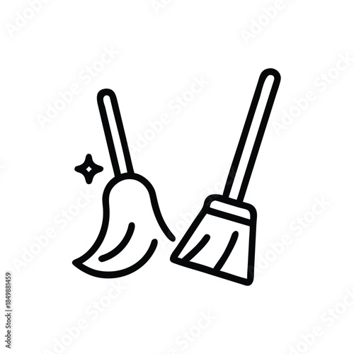 home cleaning broom dustpan icon