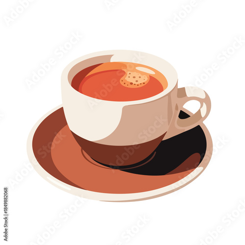 Traditional Italian Espresso Coffee in Cup Vector Illustration