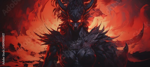 silhouette of Queen Tengu ifrit ,generative AI