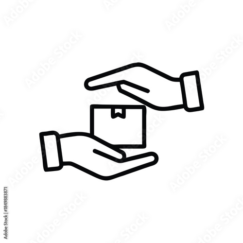safe delivery hands receiving parcel icon