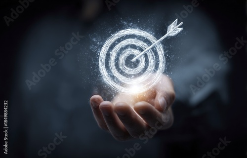 Glowing Target Arrow in Open Hands