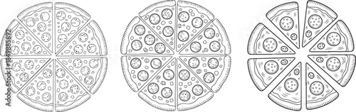 pizza isolated in White Background, pizza vector, Flat lay vector illustration. vector illustration of pizza with vegetables.