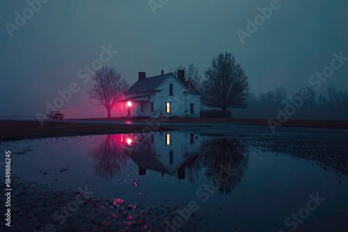 Wallpaper Mural A Quiet House in the Misty Twilight Torontodigital.ca