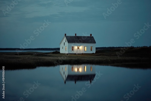 Wallpaper Mural Serene House by the Water in Twilight Torontodigital.ca