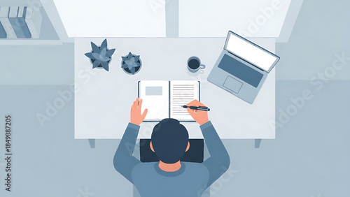 Illustration representing journaling as a mindful and productive daily habit