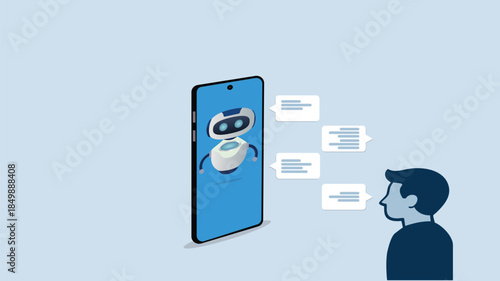 Customer support..Chat bot AI and customer service concept.Chat bot virtual assistant via messaging. Helping
