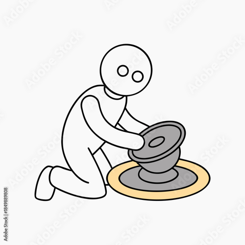Person working with pottery on a wheel at a crafting studio during daylight hours in an indoor setting