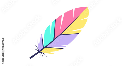 Stylized feather illustration featuring a harmonious blend of pastel colors and geometric forms