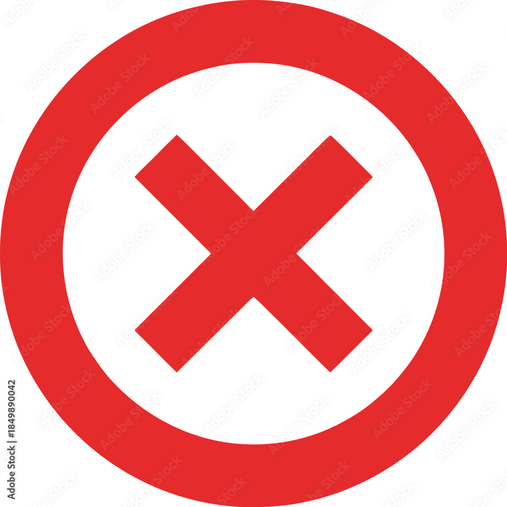 Fototapeta premium Bold red prohibition symbol with white background