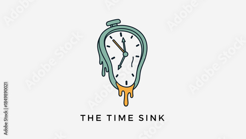 Melting Clock with Dripping Liquid Time.