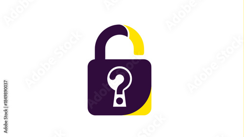 Purple Padlock with Question Mark Icon.