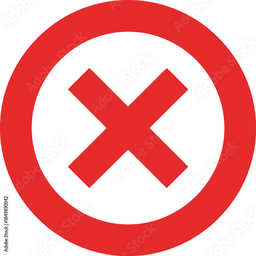 Bold red prohibition symbol with white background