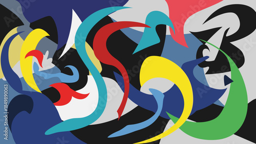 Vibrant Abstract Art with Swirling Shapes 1.