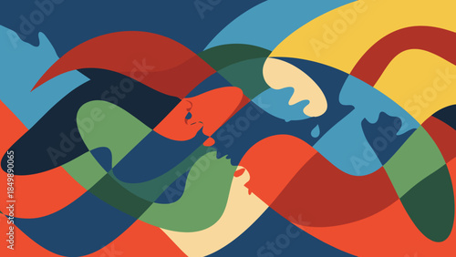 Vibrant Abstract Art with Swirling Shapes.