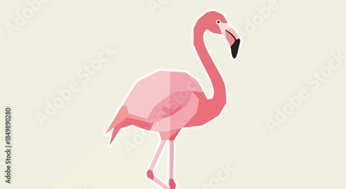 Geometric flamingo illustration with pastel background minimal design elegant aesthetic vibrant