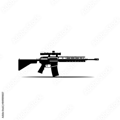 "Tactical Sniper Rifle Vector - Modern Military Long-Range Weapon Illustration"