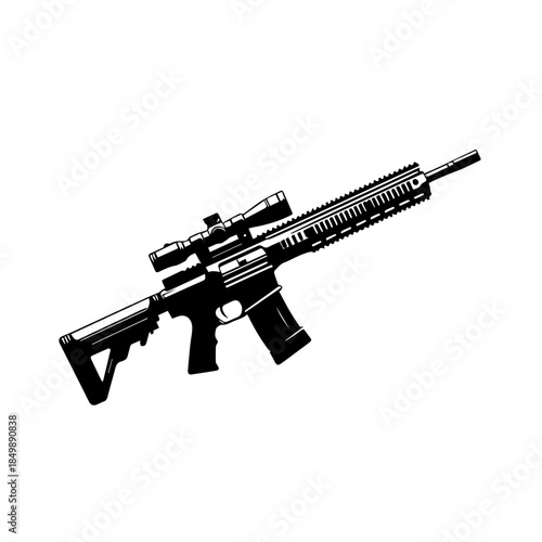 "Modern Sniper Rifle Vector Illustration - Tactical Military Weapon"