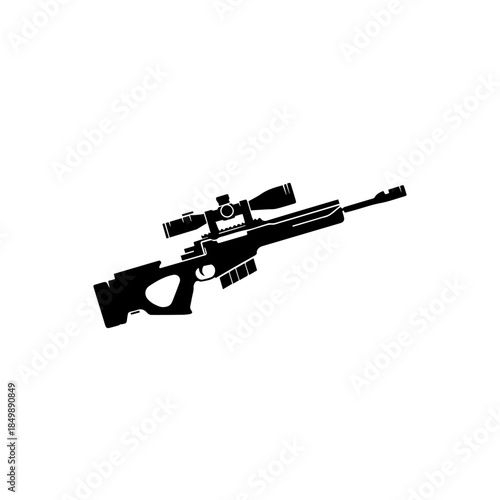 "Modern Tactical Sniper Rifle Vector - Military Long-Range Weapon Illustration"