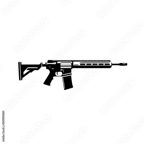 "Tactical Sniper Rifle Vector Illustration - Modern Military Long-Range Gun"