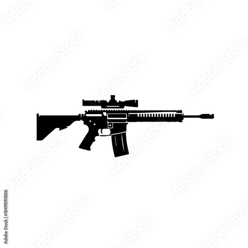 "Modern Tactical Sniper Rifle Vector Graphic - Military Long-Range Weapon"