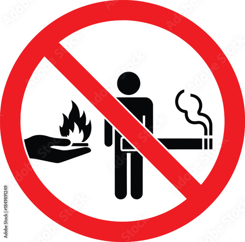 No smoking or open flames allowed warning sign
