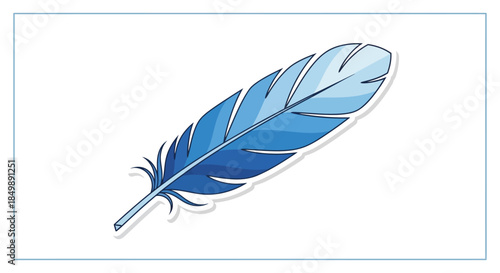 Elegant blue feather illustration evoking lightness and a touch of whimsical artistic expression