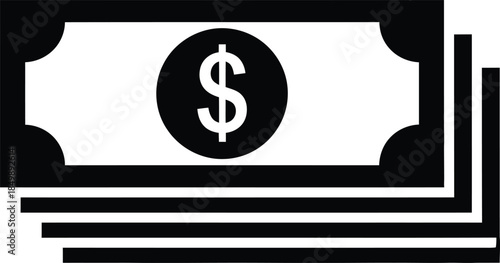 Black and white illustration of a dollar bill