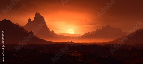 silhouette of desert , ai generative photo