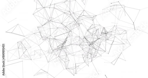 Movable interlaces of dots and lines dance in a cosmic rhythm on a white background. Their smooth movement creates a sense of depth and digital harmony. Looping seamless animation.