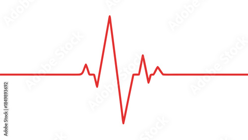 Red vector cardiogram pulse line illustration