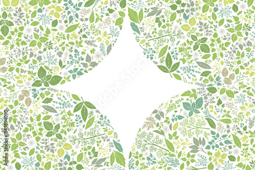 ハーブ柄のパターン　中心に余白