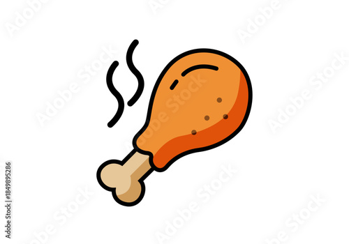 Muslo de pollo frito caliente con vapor