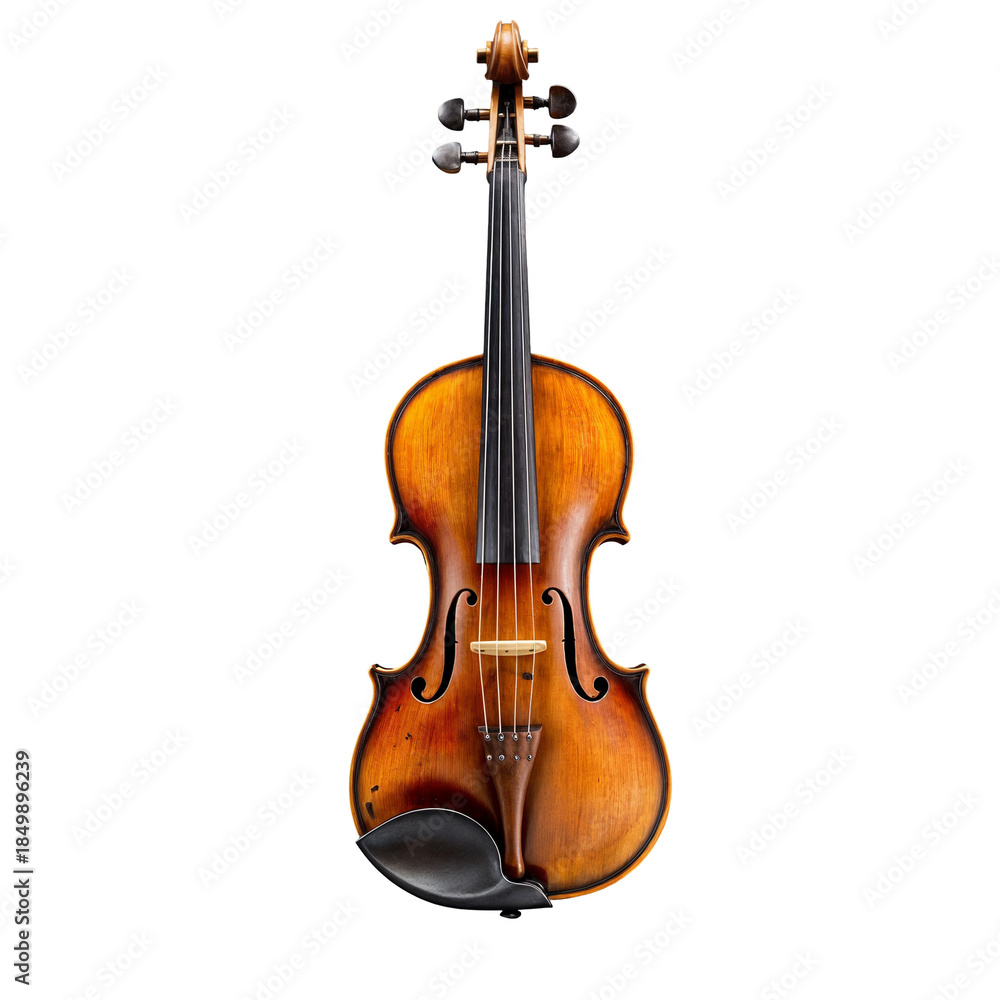 Fototapeta premium Classic Wooden Violin on Transparent Background
