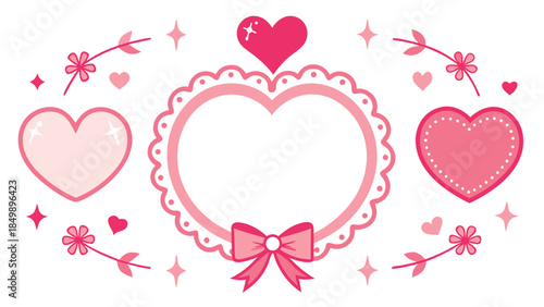 A set of Valentine's Day clipart including colorful hearts, Cupid, and other romantic illustrations for festive use..eps