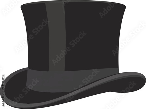 Elegant black top hat icon illustration perfect for formal events, magic shows, and sophisticated themes