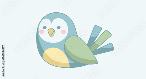 Cute cartoon baby penguin with pastel colors and friendly expression for children