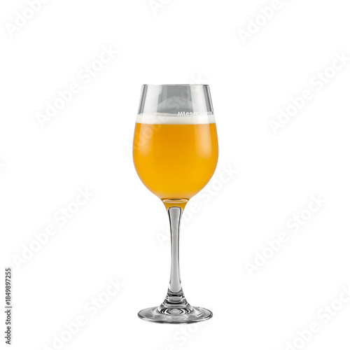 Realistic Glass of Golden Beer with Foam on Transparent Background