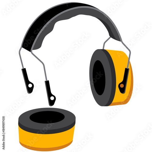 broken ear muffs vector drawing.