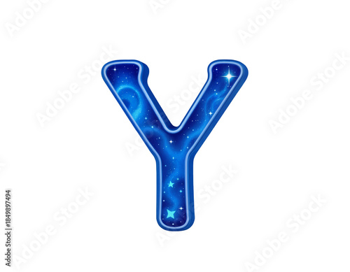 Starry Blue Letter Y with Cosmic Glow