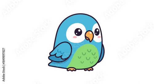 Adorable Cartoon Parrot Character with Bright Colors and Expressive Eyes