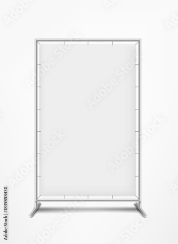 Vertical white banner isolated on white background. 3d vector mockup